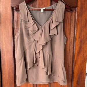 J. Crew Ruffled Sleeveless Blouse - Taupe